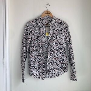 Boden size 4R Leopard Print Cotton Button Up Dress Shirt